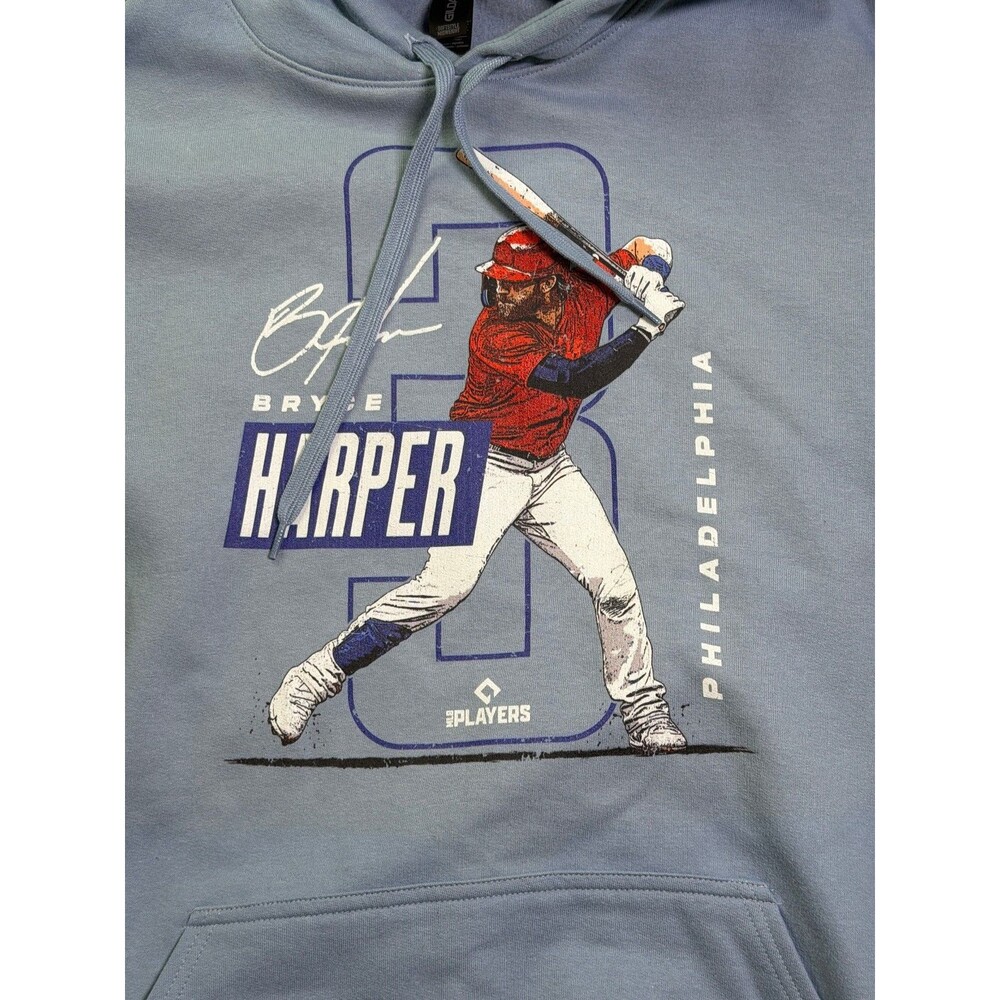 Bryce Harper Philadelphia Phillies Hoodie XL Blue MLB Players Graphic Pullover - Picture 2 of 5